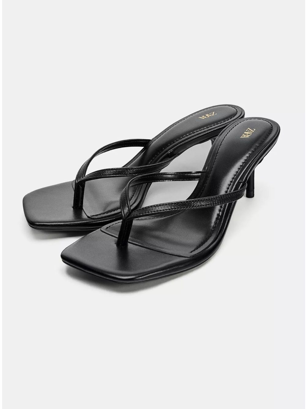 Leather strap heeled sandals ZARA